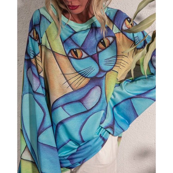 Striped Casual Cotton-Blend Printed Tops S - Picture 4 of 5